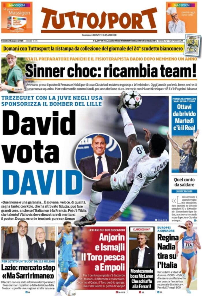 prima pagina tuttosport oggi