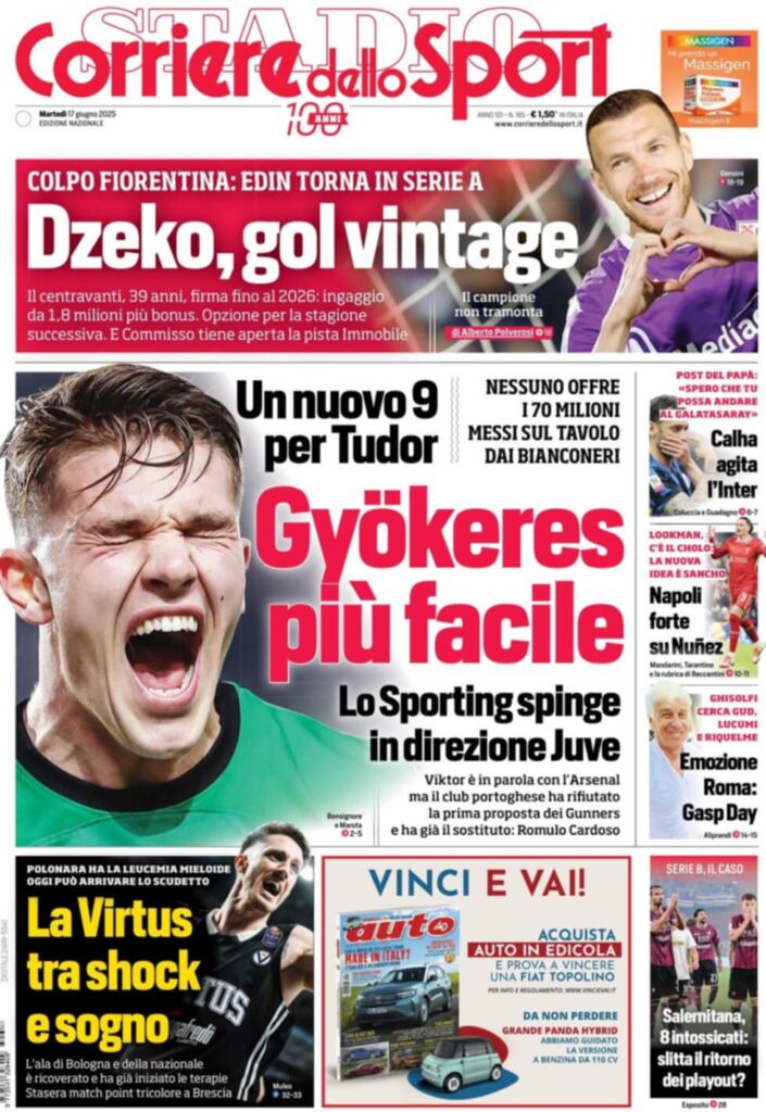 prima pagina corriere dello sport oggi