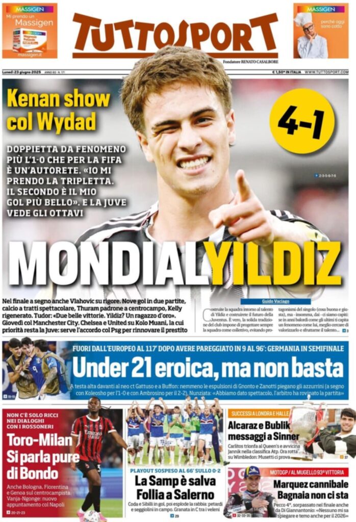 prima pagina tuttosport oggi
