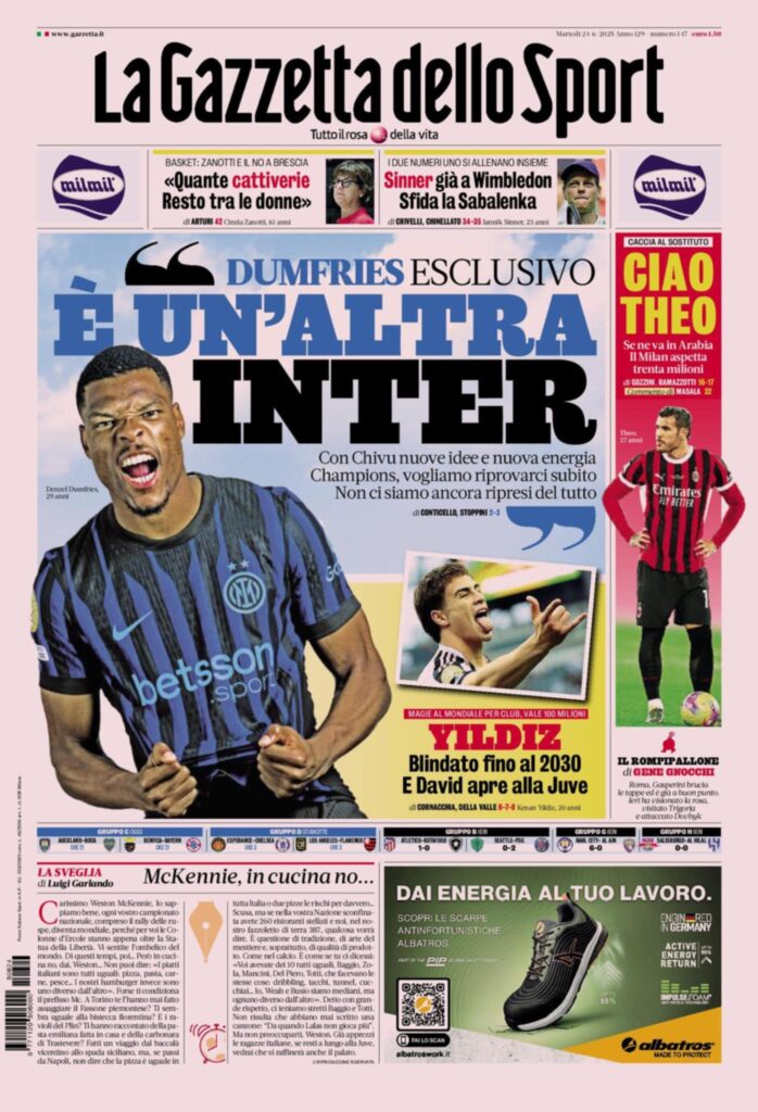 PRIMA PAGINA GAZZETTA DELLO SPORT OGGI: “Inzaghi al rinnovo, ci metto la firma”