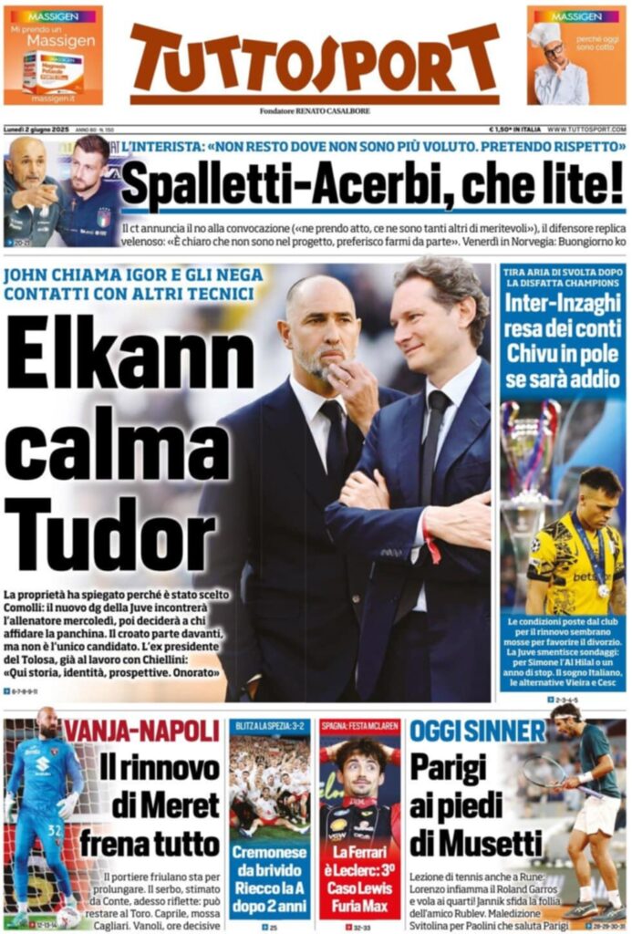 prima pagina tuttosport oggi