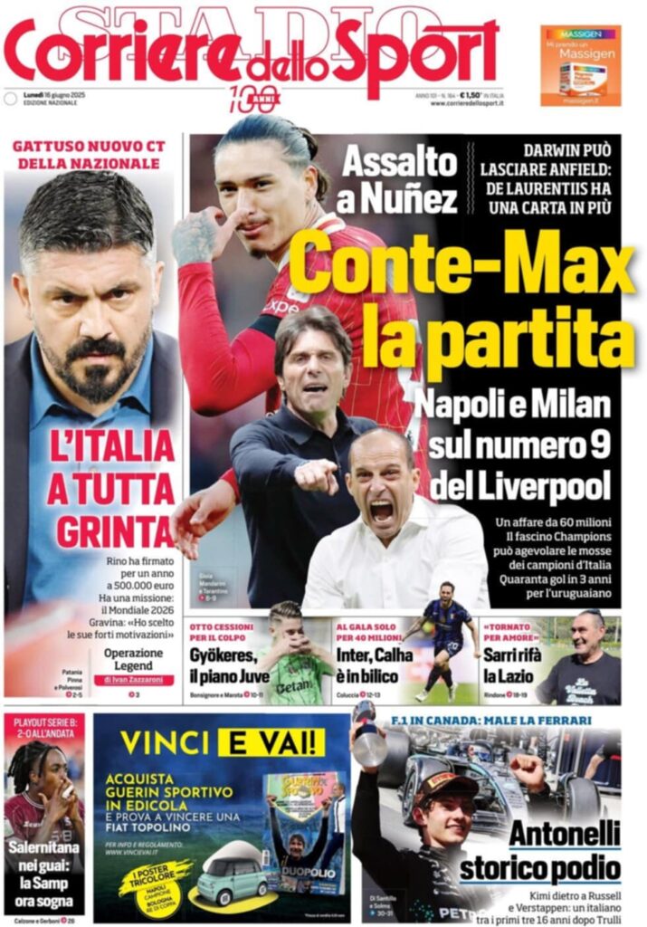prima pagina corriere dello sport oggi