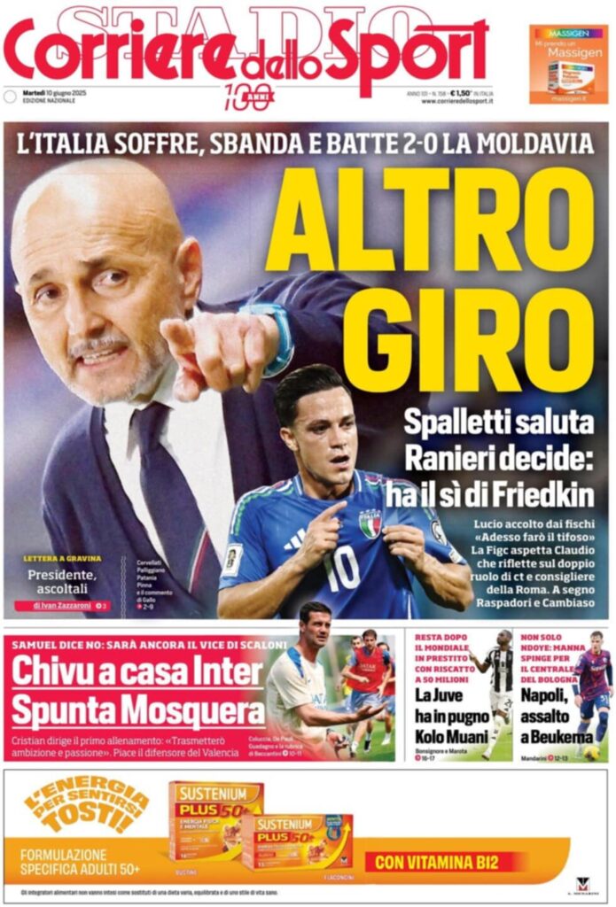 prima pagina corriere dello sport oggi