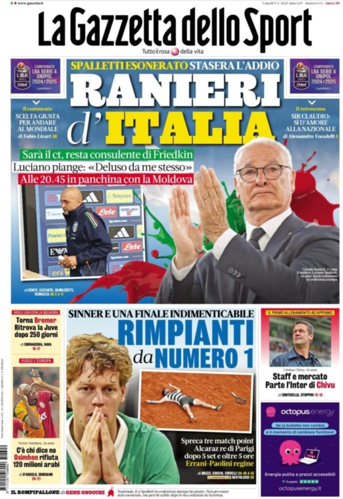 PRIMA PAGINA GAZZETTA DELLO SPORT OGGI: “Inzaghi al rinnovo, ci metto la firma”