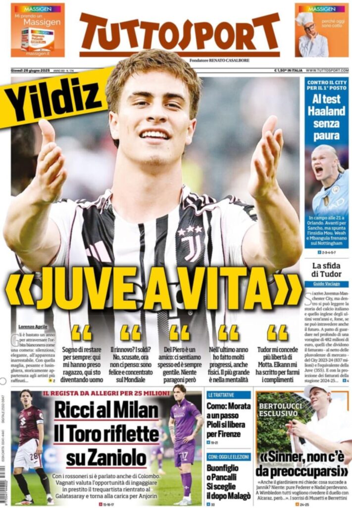 prima pagina tuttosport oggi