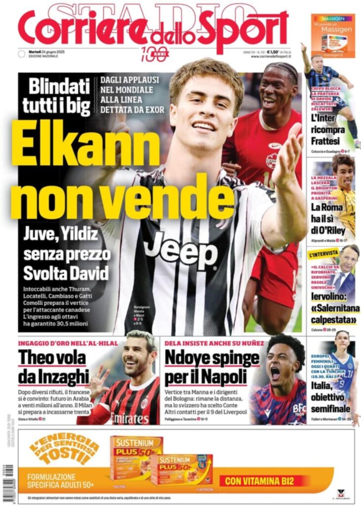 prima pagina corriere dello sport oggi