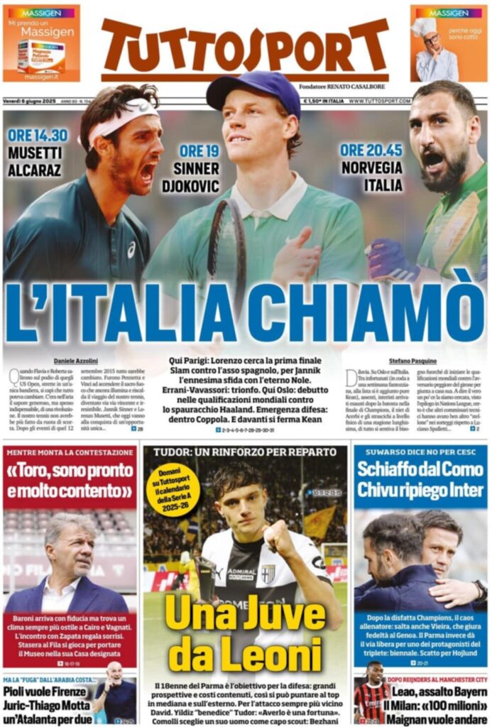 prima pagina tuttosport oggi