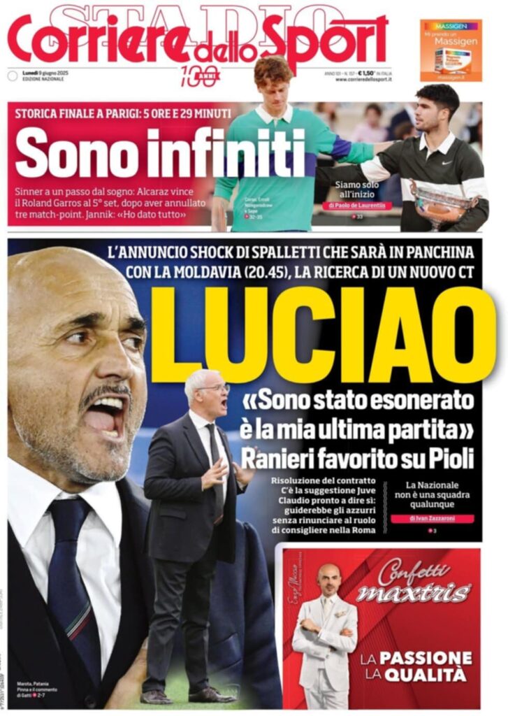 prima pagina corriere dello sport oggi