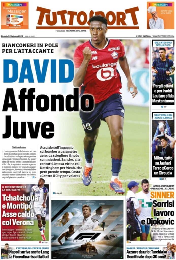 prima pagina tuttosport oggi