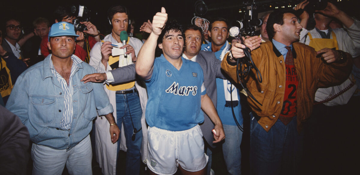 Diego Maradona Napoli v Stuttgart UEFA Cup Final 2nd Leg 1989